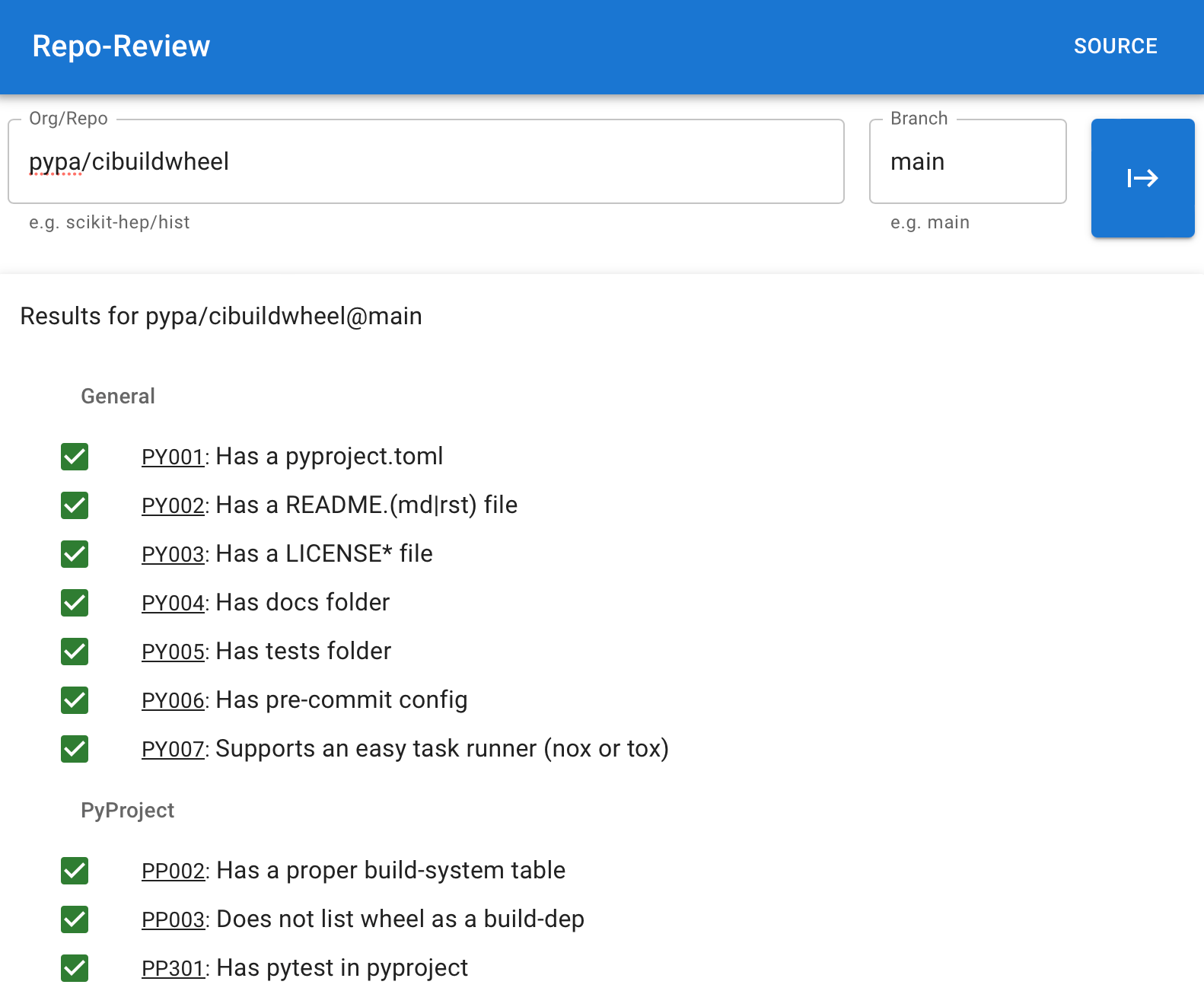 Image of sp-repo-review showing checks