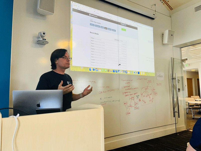 Henry Schreiner presenting the Development Guide and cookie project
template at the first Scientific Python Developer Summit.
